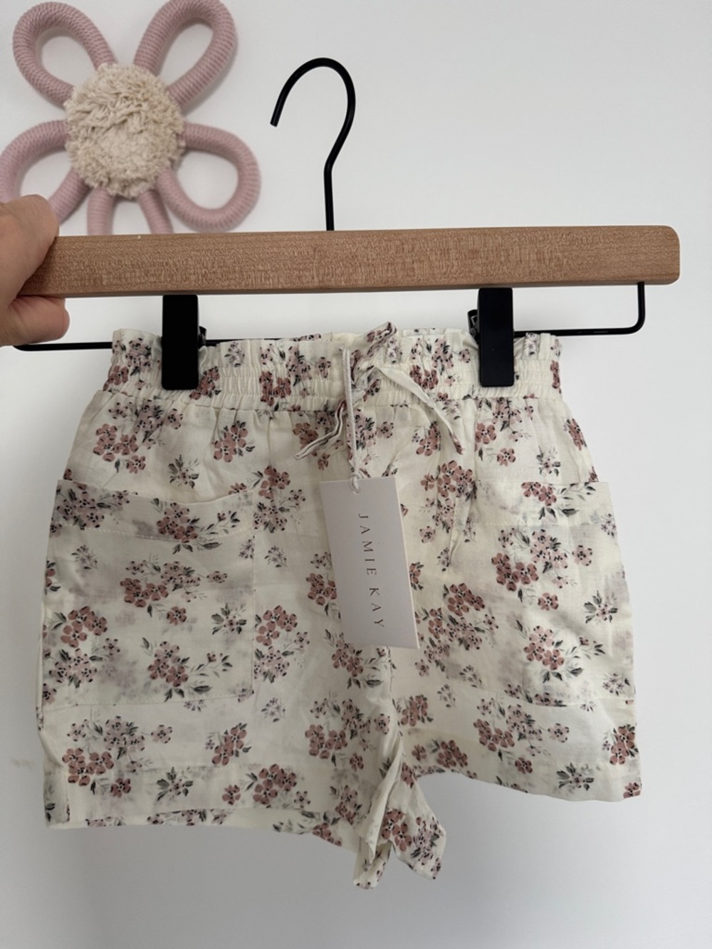 Jamie Kay Selena Blush Cream Emelia Floral High-Waist Drawstring Shorts